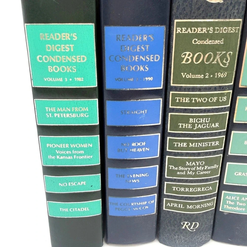 Reader's Digest Condensed Books Set of 4 Blue Green 1969-1990
